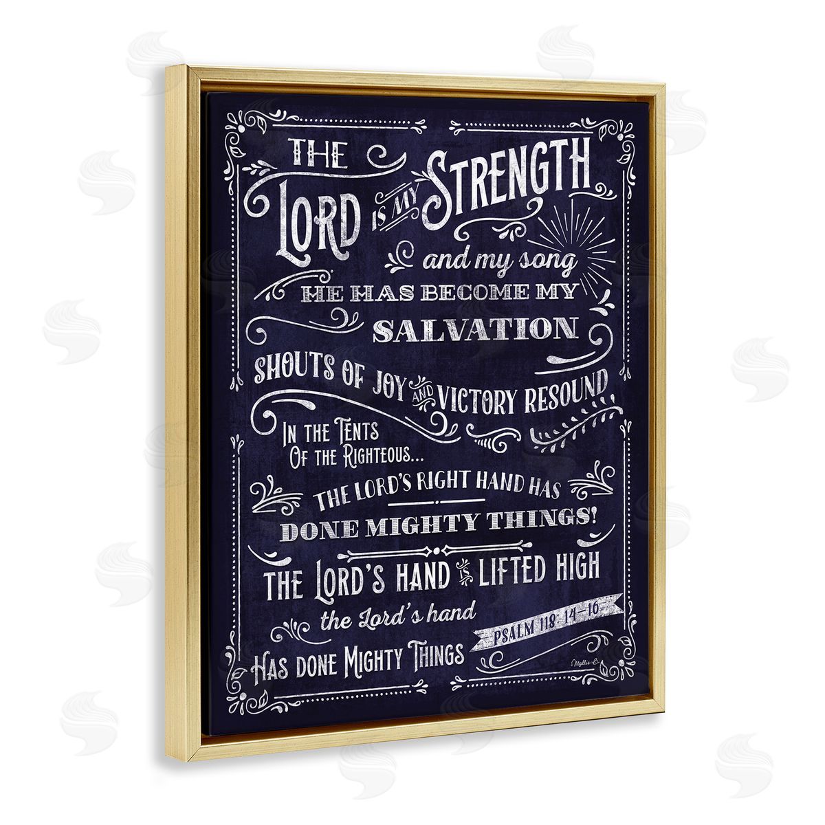 Lord is My Strength Gold Floating Frame Canvas Wall Art, Home Decor by Mollie B.