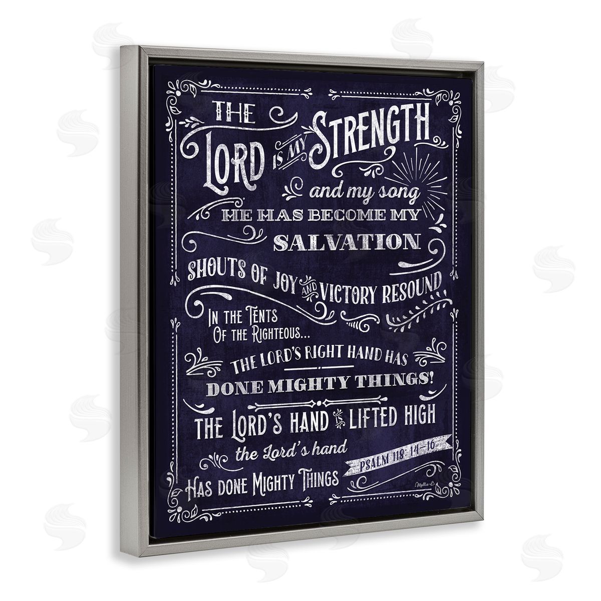 Lord is My Strength Grey Floating Frame Canvas Wall Art, Home Decor by Mollie B.