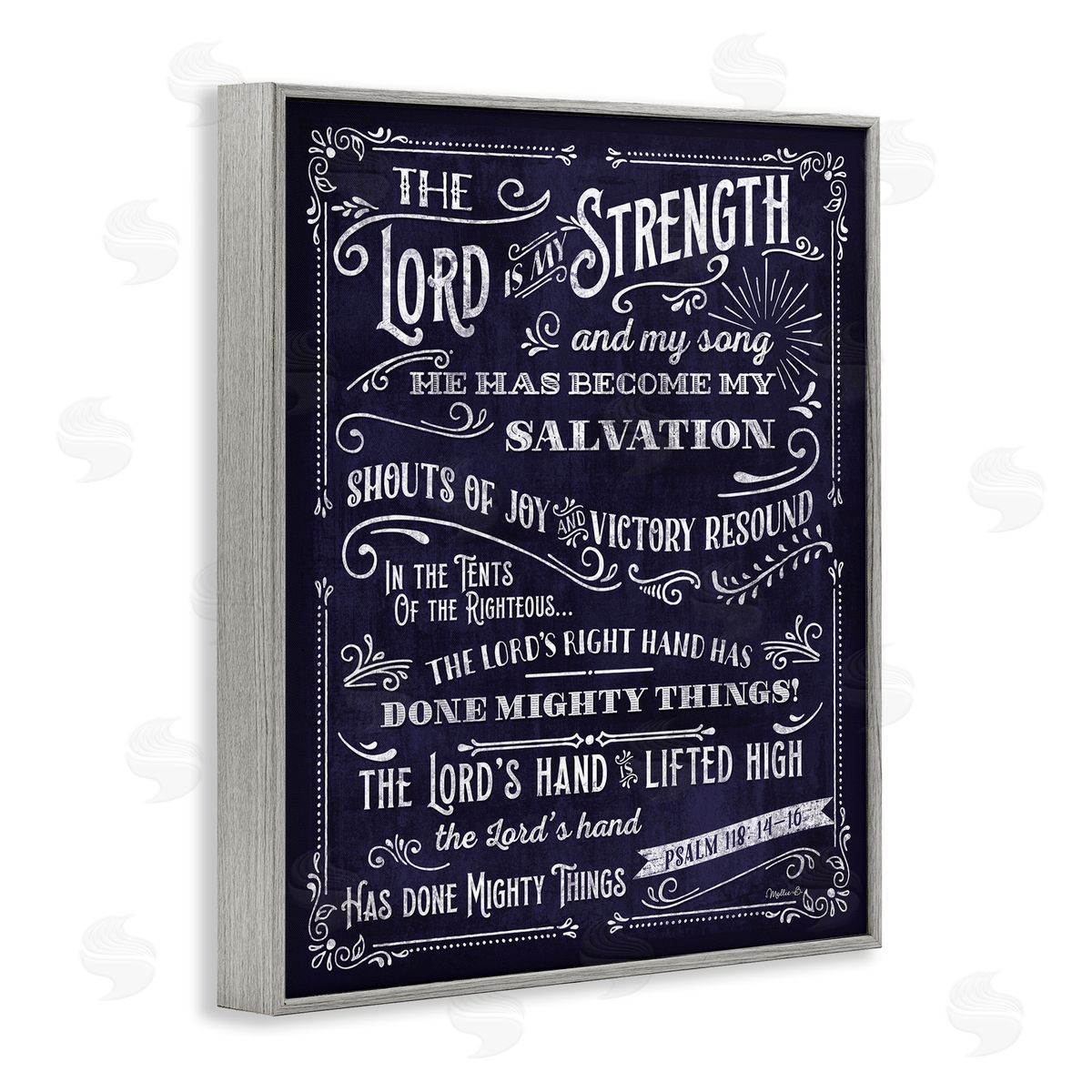 Lord is My Strength Grey Frame Print Wall Art, Home Decor by Mollie B.