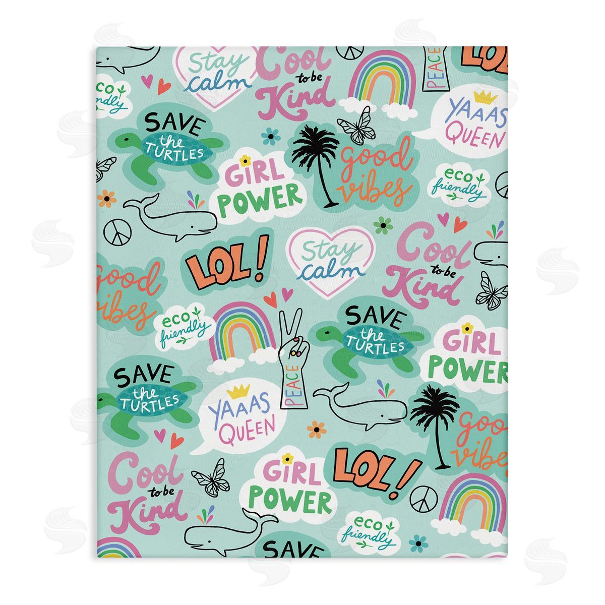 Girl Power Phrase pattern Canvas Wall Art, Home Decor by Nina Seven