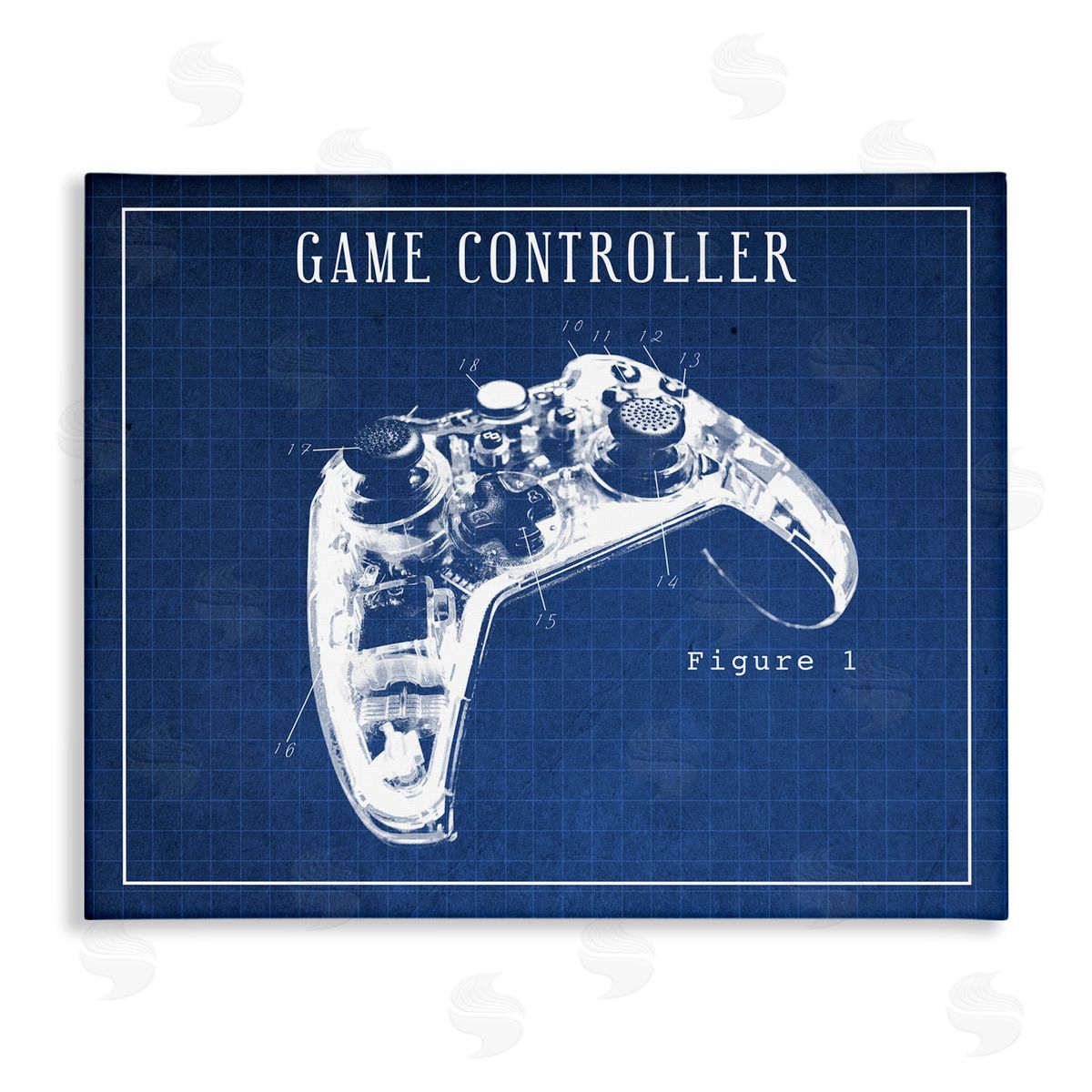 Video Game Controller Blueprint Canvas Wall Art, Home Decor by Stupell Studio