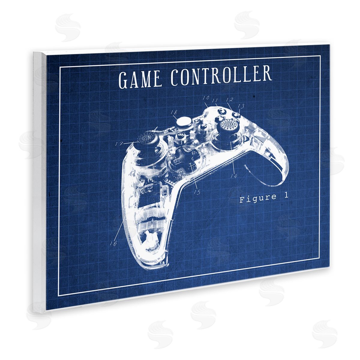 Video Game Controller Blueprint Wood Plaque Wall Art, Home Decor by Stupell Studio