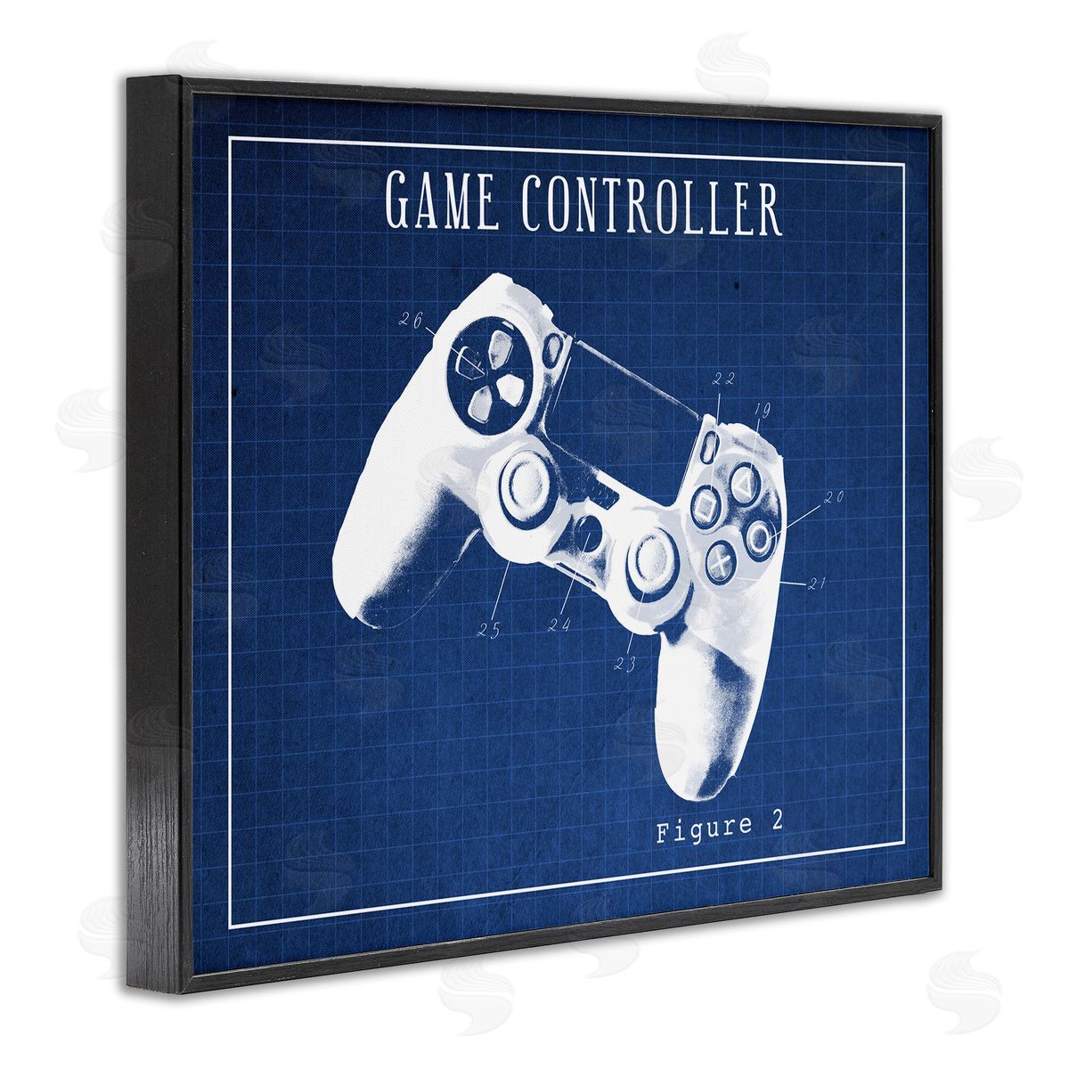 Blueprint for Video Game Controller Black Frame Print Wall Art, Home Decor by Stupell Studio