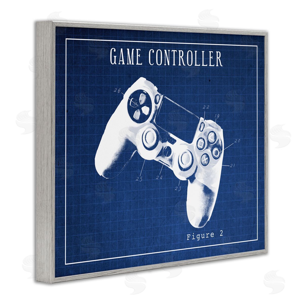 Blueprint for Video Game Controller Grey Frame Print Wall Art, Home Decor by Stupell Studio
