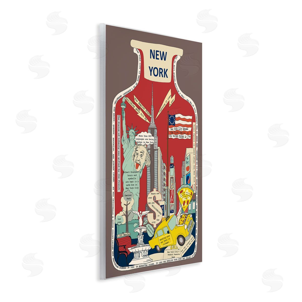 New York City in Vintage Jar Wood Plaque Wall Art, Home Decor by Sangita Bachelet