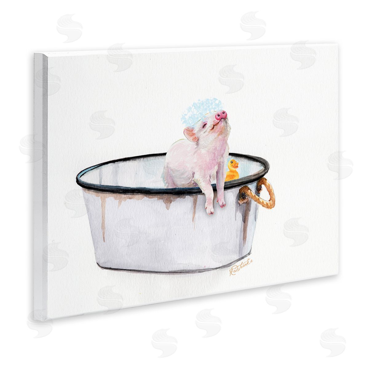 Pig & Rubby Duck Bath Wood Plaque Wall Art, Home Decor by Jennifer Redstreake