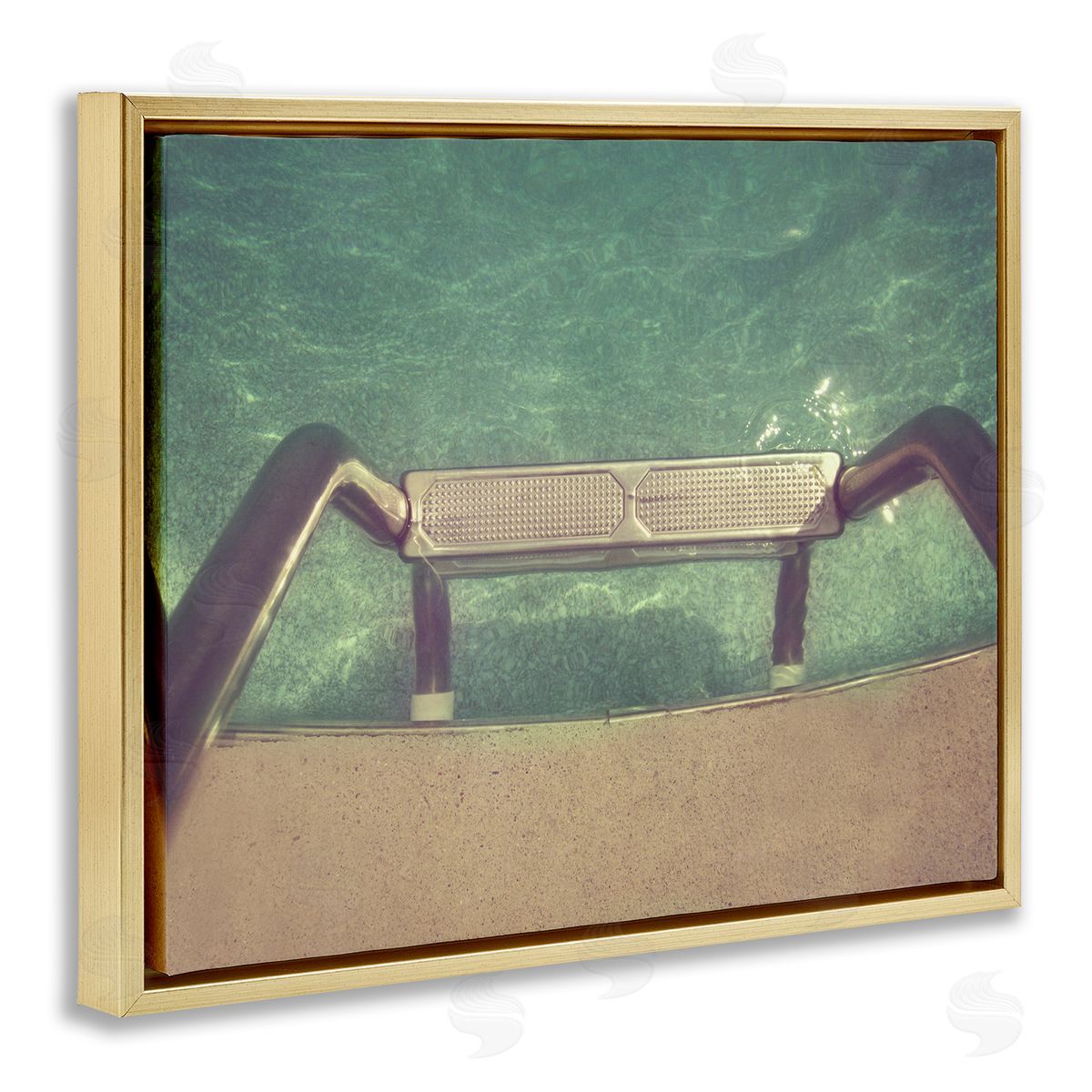 Ladder into Pool Summer Gold Floating Frame Canvas Wall Art, Home Decor by Ashley Calhoun