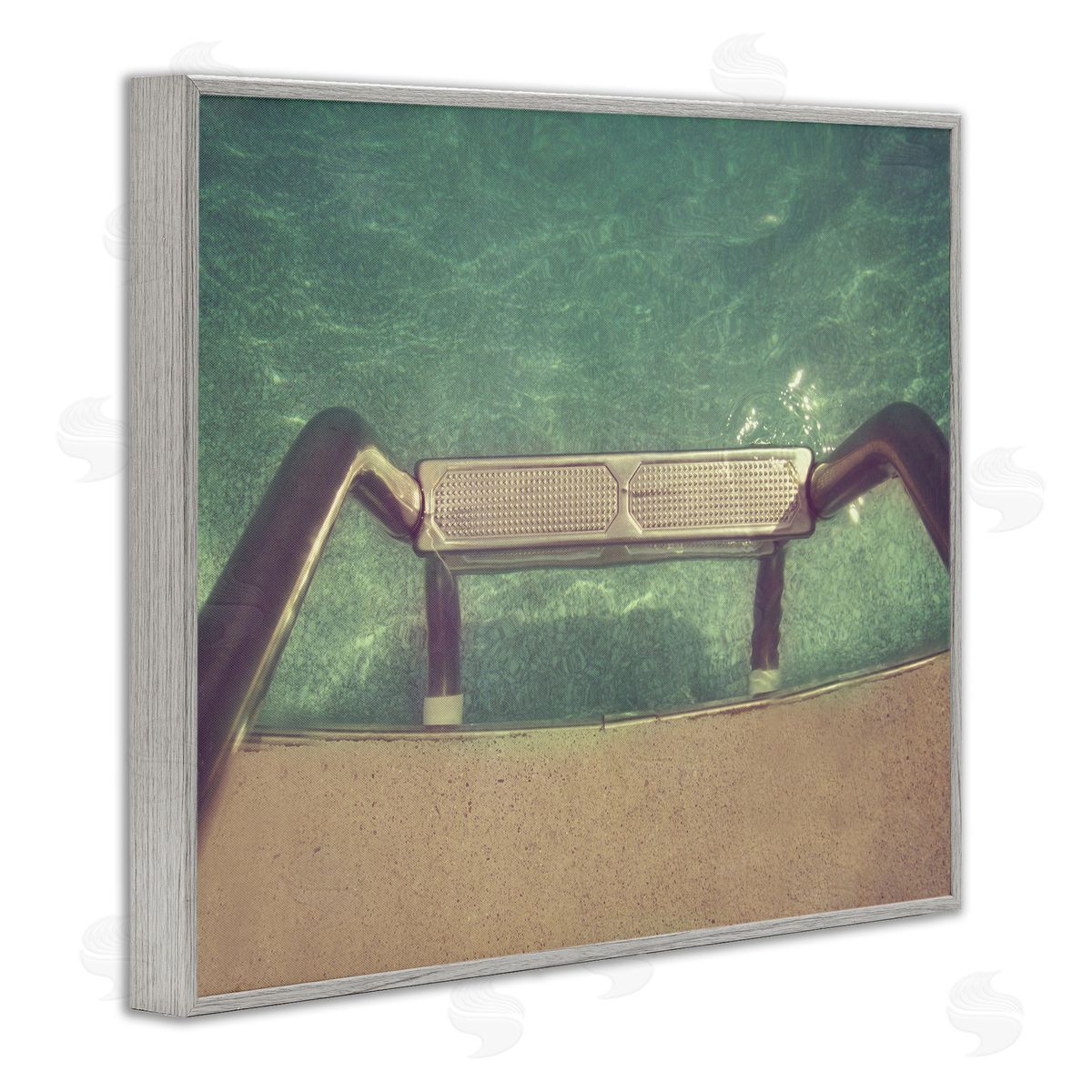 Ladder into Pool Summer Grey Frame Print Wall Art, Home Decor by Ashley Calhoun