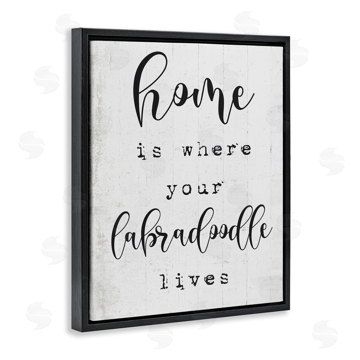 Home's Where Labradoodle Lives Black Floating Frame Canvas Wall Art, Home Decor by Stupell Studio