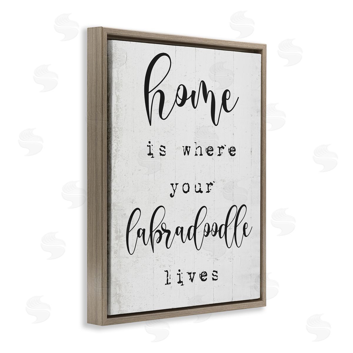 Home's Where Labradoodle Lives Brown Floating Frame Canvas Wall Art, Home Decor by Stupell Studio