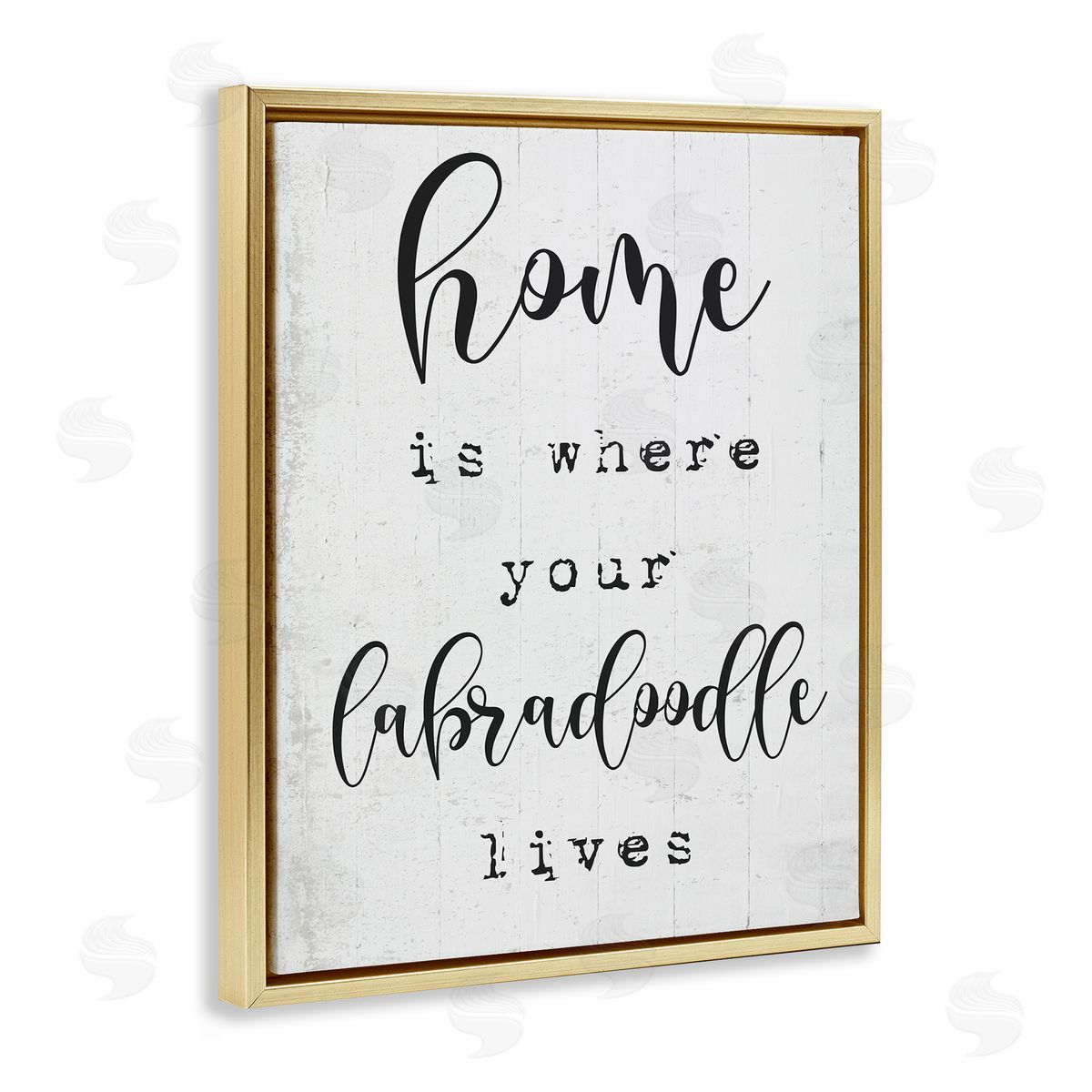 Home's Where Labradoodle Lives Gold Floating Frame Canvas Wall Art, Home Decor by Stupell Studio