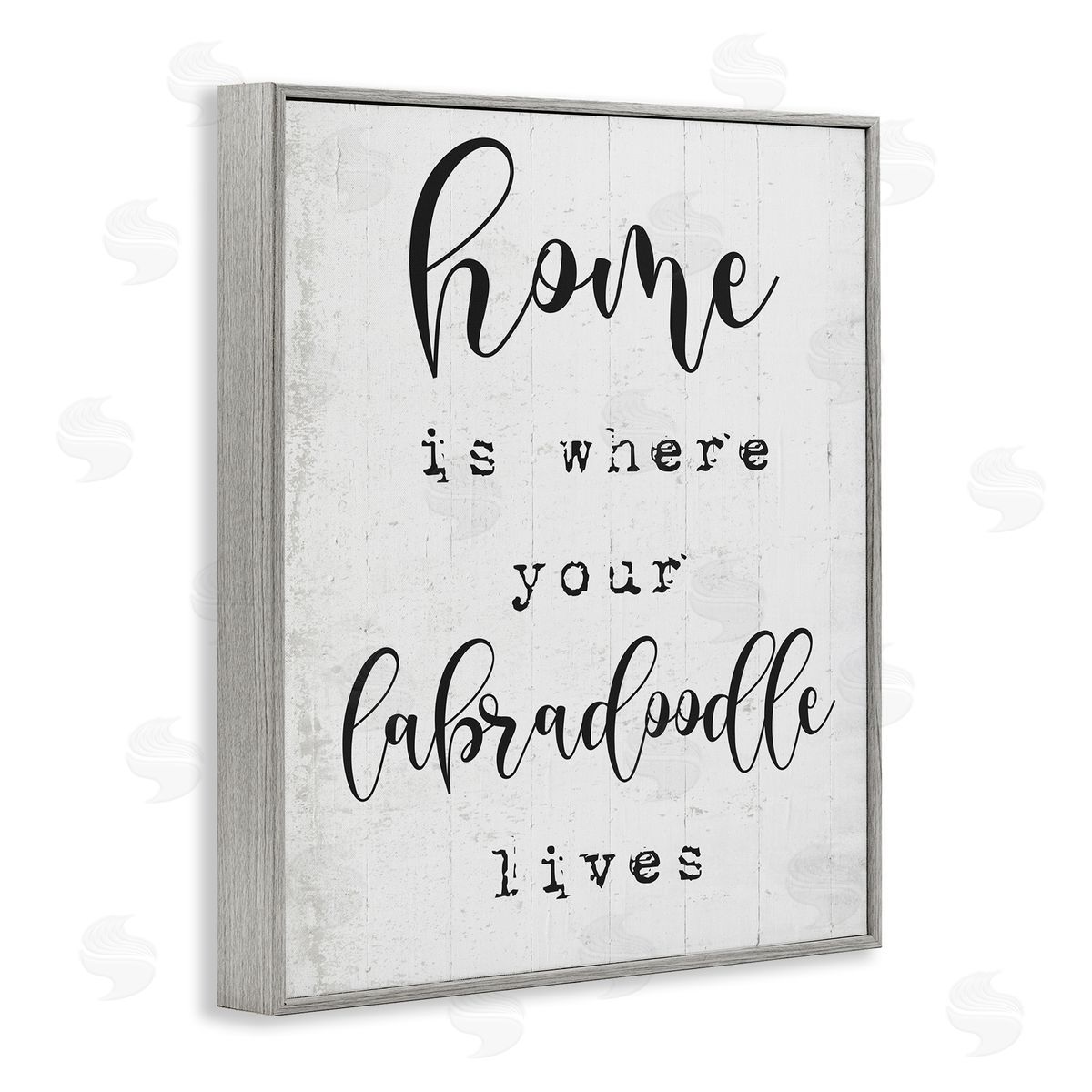 Home's Where Labradoodle Lives Grey Frame Print Wall Art, Home Decor by Stupell Studio