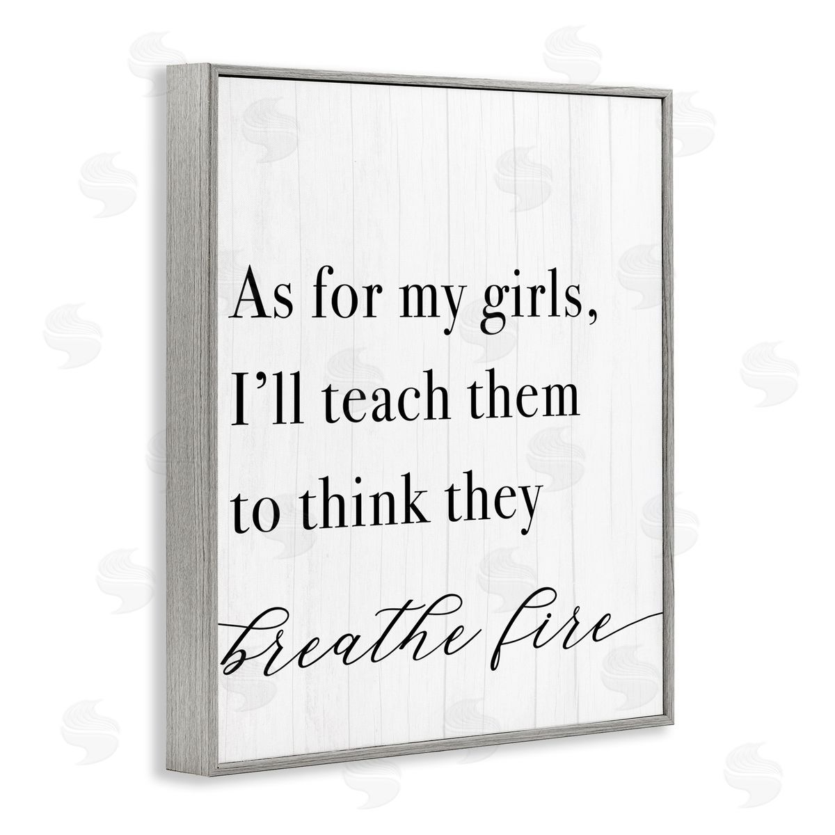 Teach Girls to Breath Fire Grey Frame Print Wall Art, Home Decor by Stupell Studio