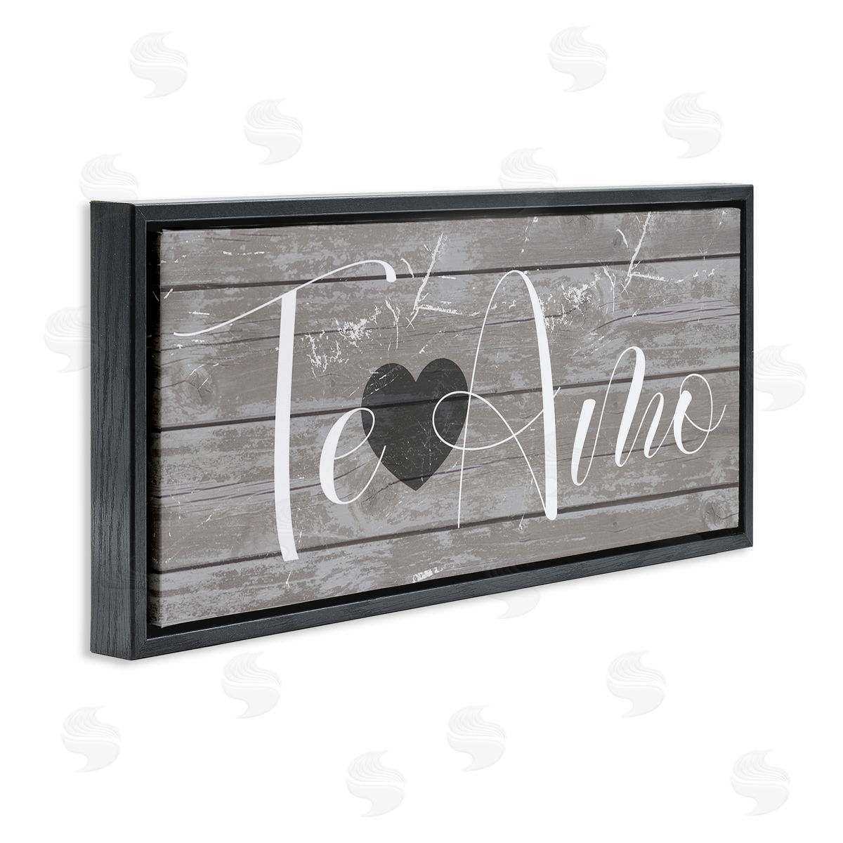 Te Amo Rustic Grey Black Floating Frame Canvas Wall Art, Home Decor by Stupell Studio