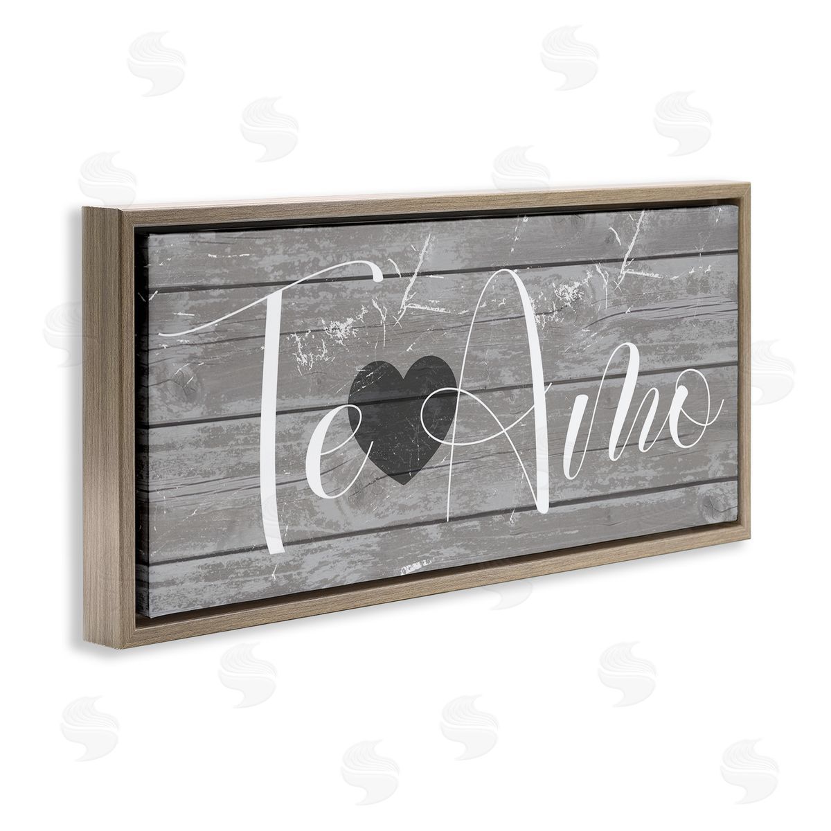Te Amo Rustic Grey Brown Floating Frame Canvas Wall Art, Home Decor by Stupell Studio