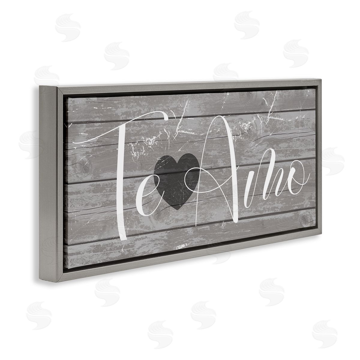 Te Amo Rustic Grey Grey Floating Frame Canvas Wall Art, Home Decor by Stupell Studio
