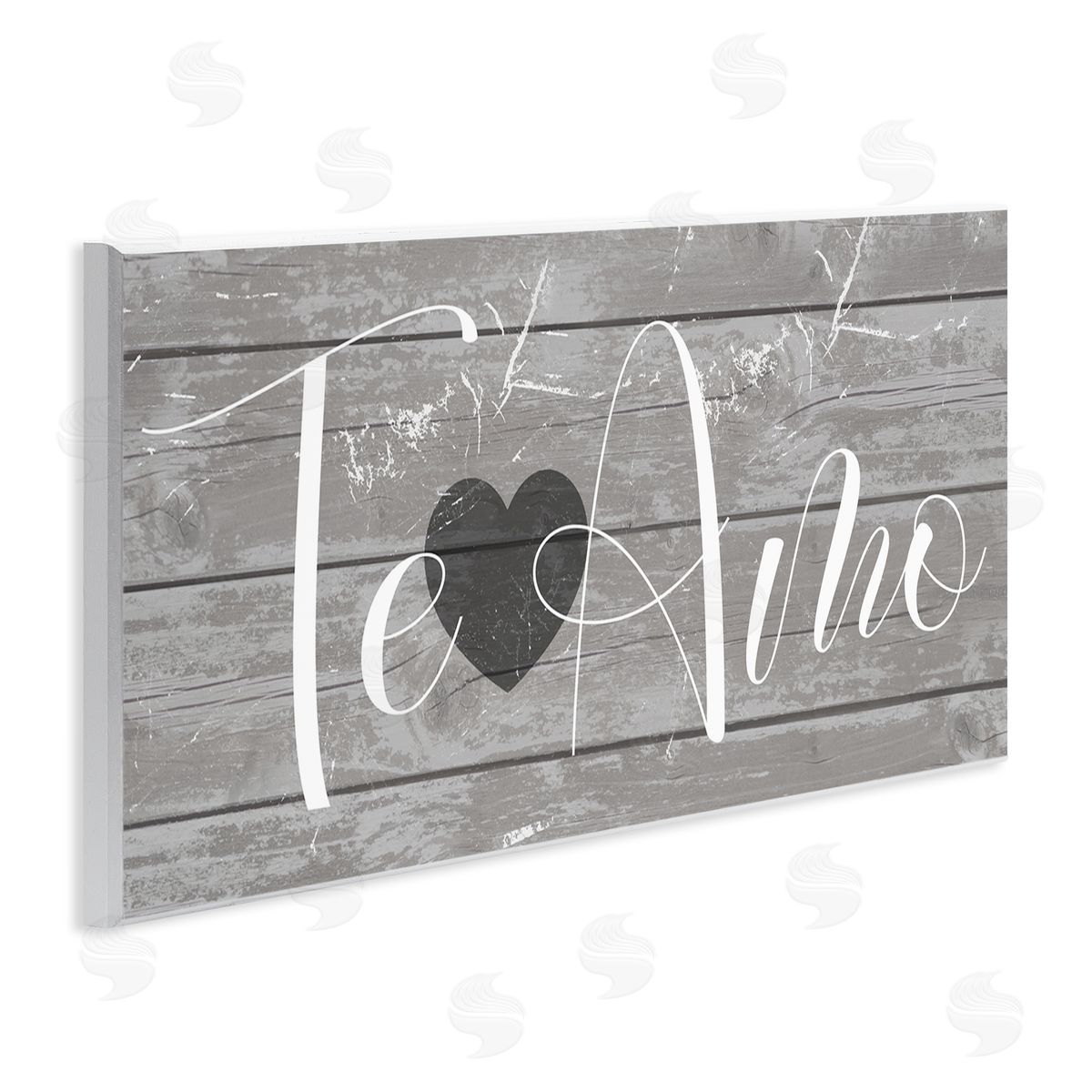 Te Amo Rustic Grey Wood Plaque Wall Art, Home Decor by Stupell Studio
