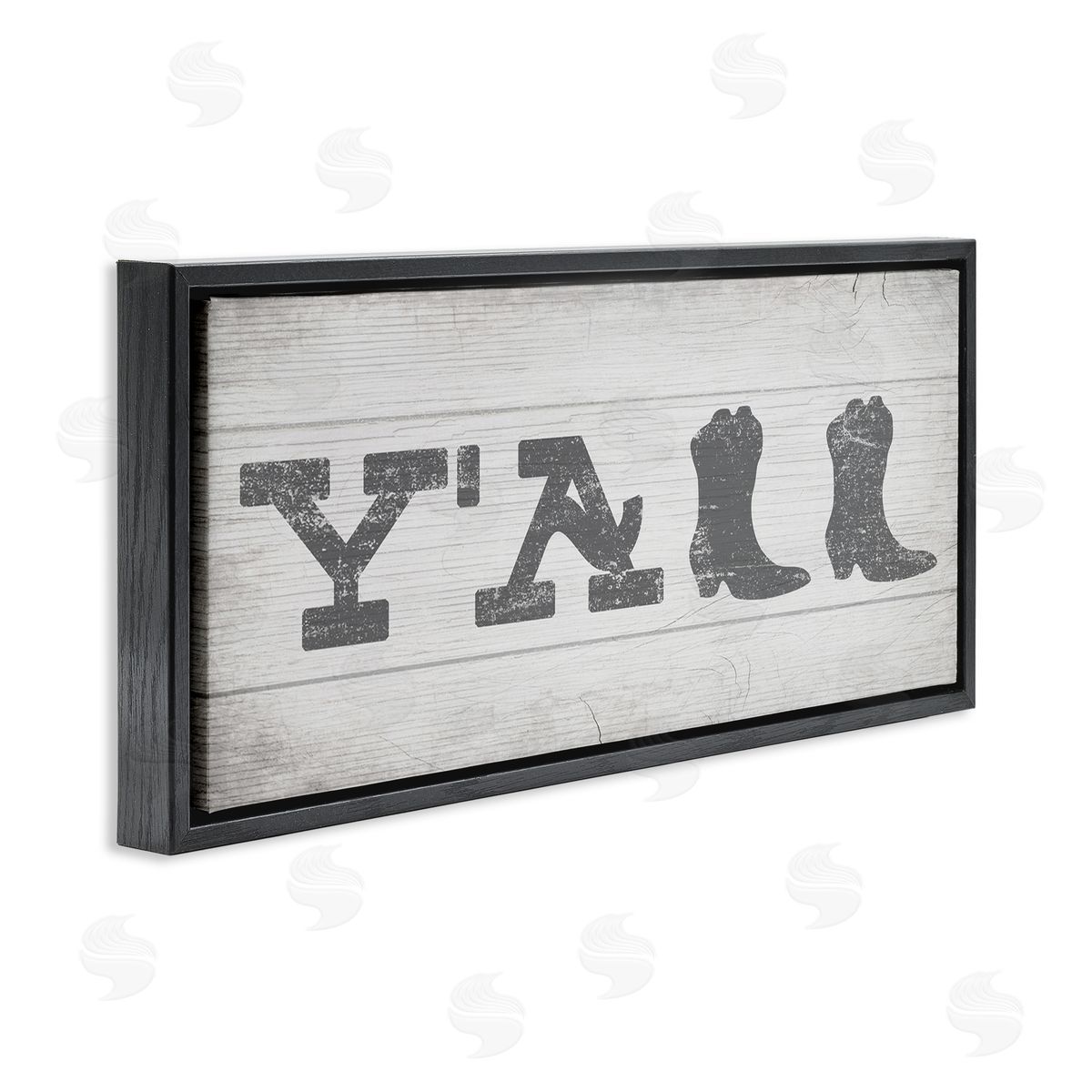 Y'all Welcome Cowboy Boots Black Floating Frame Canvas Wall Art, Home Decor by Stupell Studio