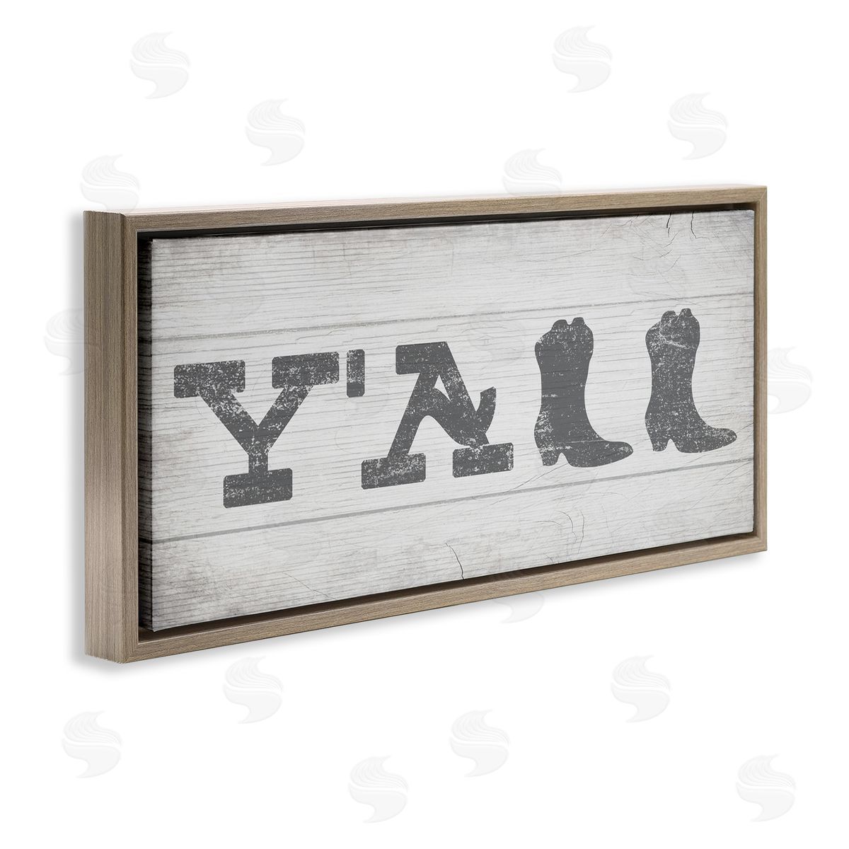 Y'all Welcome Cowboy Boots Brown Floating Frame Canvas Wall Art, Home Decor by Stupell Studio