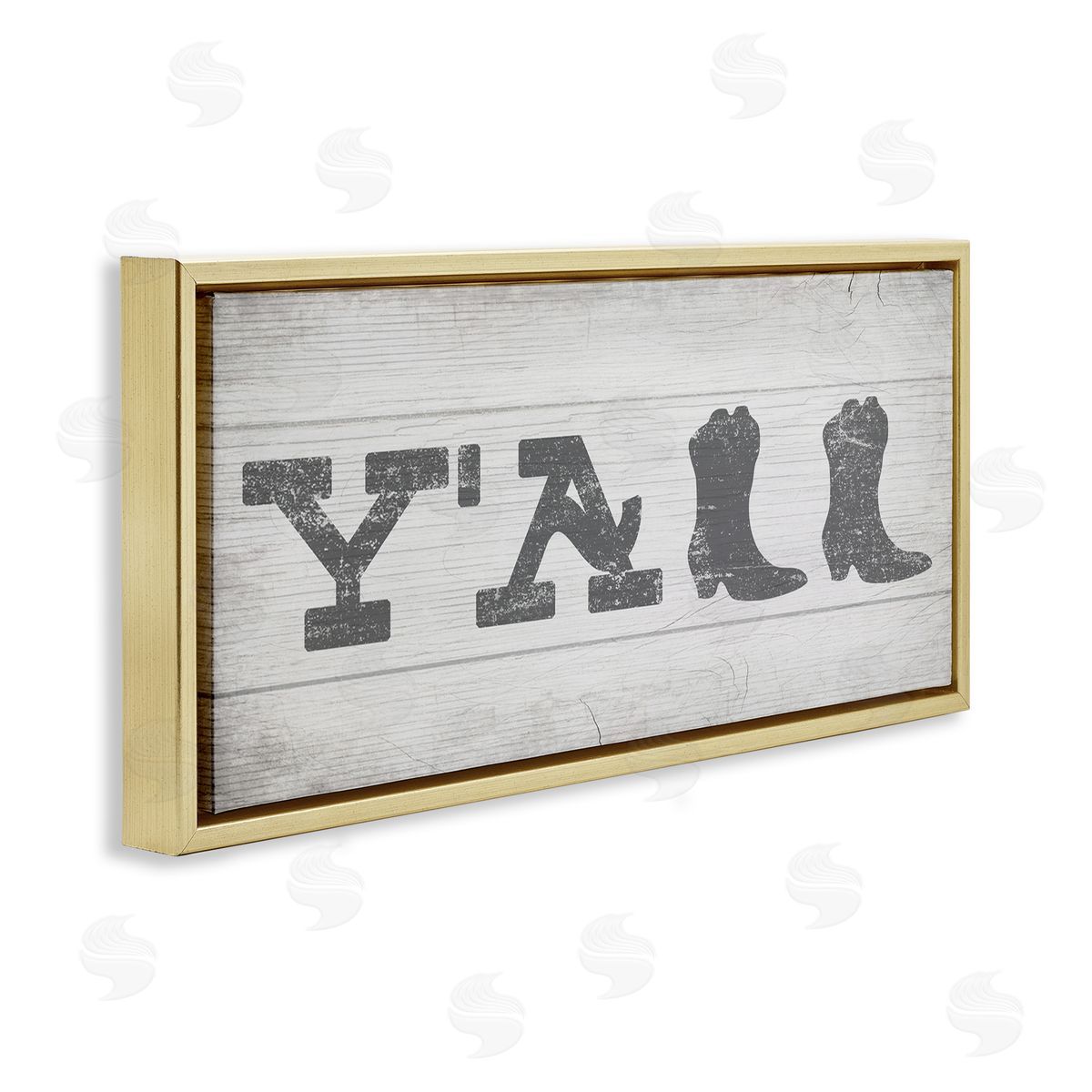Y'all Welcome Cowboy Boots Gold Floating Frame Canvas Wall Art, Home Decor by Stupell Studio