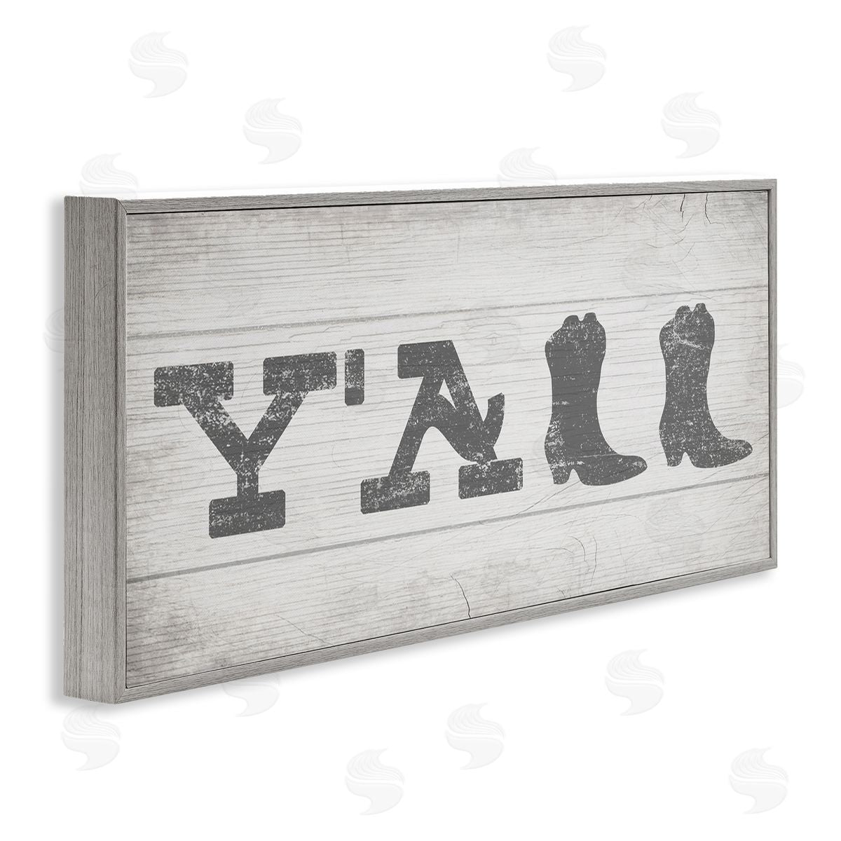 Y'all Welcome Cowboy Boots Grey Frame Print Wall Art, Home Decor by Stupell Studio