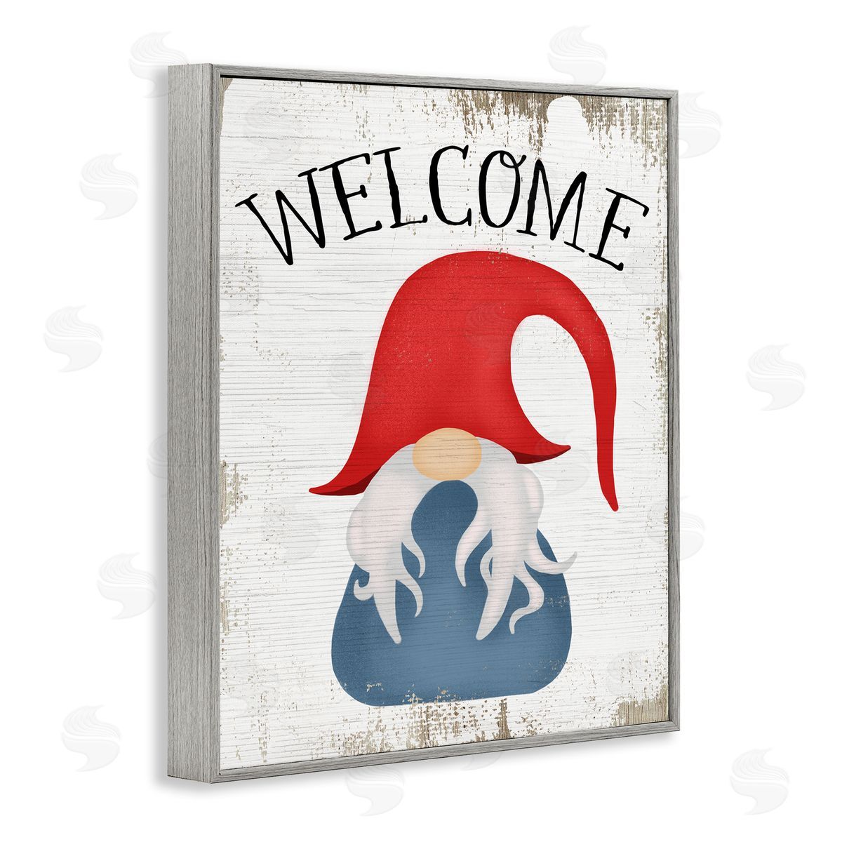 Welcome Gnome Greeting Grey Frame Print Wall Art, Home Decor by Stupell Studio