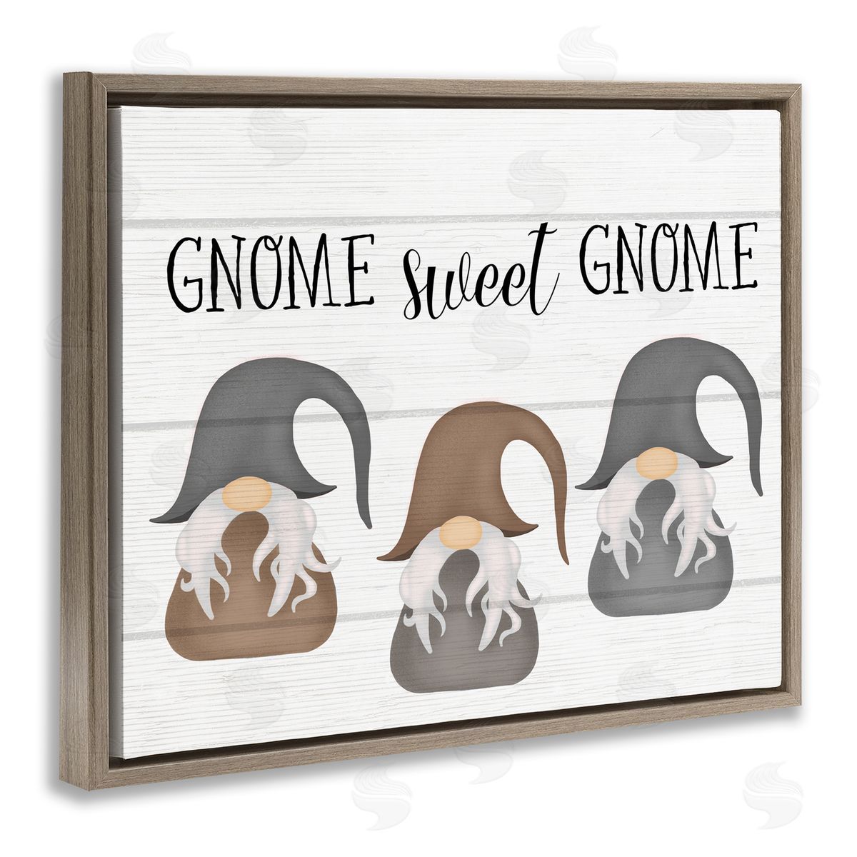 Gnome Sweet Gnome Trio Brown Floating Frame Canvas Wall Art, Home Decor by Stupell Studio