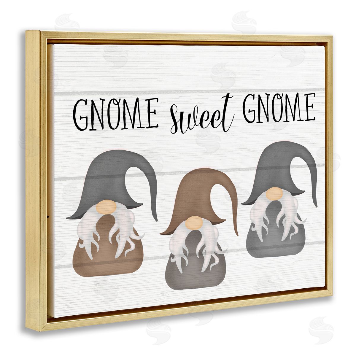 Gnome Sweet Gnome Trio Gold Floating Frame Canvas Wall Art, Home Decor by Stupell Studio