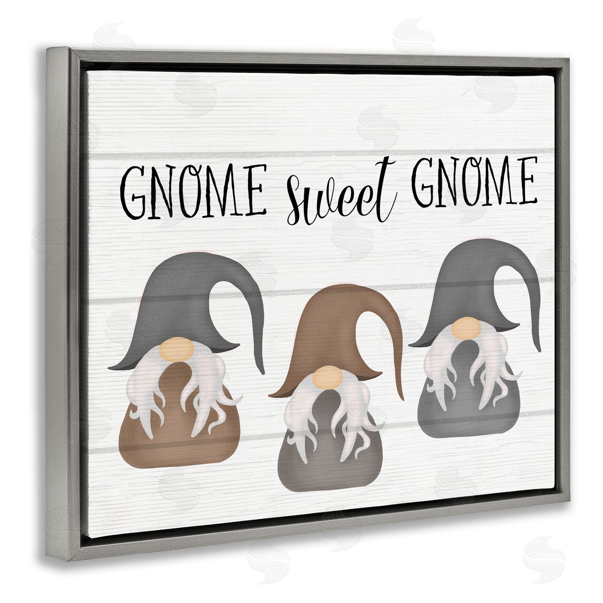 Gnome Sweet Gnome Trio Grey Floating Frame Canvas Wall Art, Home Decor by Stupell Studio