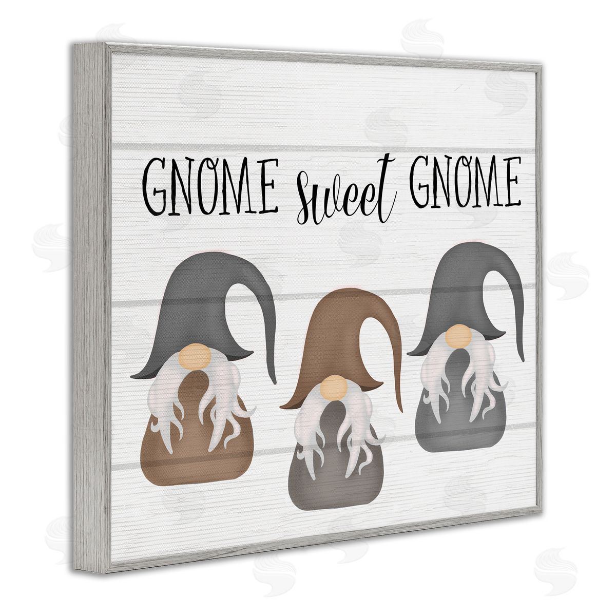 Gnome Sweet Gnome Trio Grey Frame Print Wall Art, Home Decor by Stupell Studio