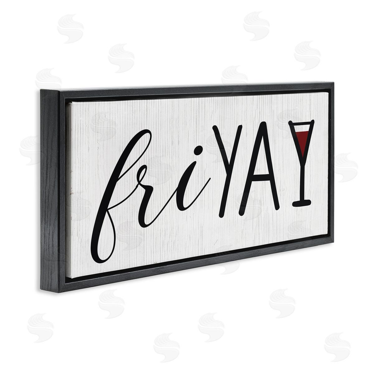Fri Yay with Martini Glass Black Floating Frame Canvas Wall Art, Home Decor by Stupell Studio