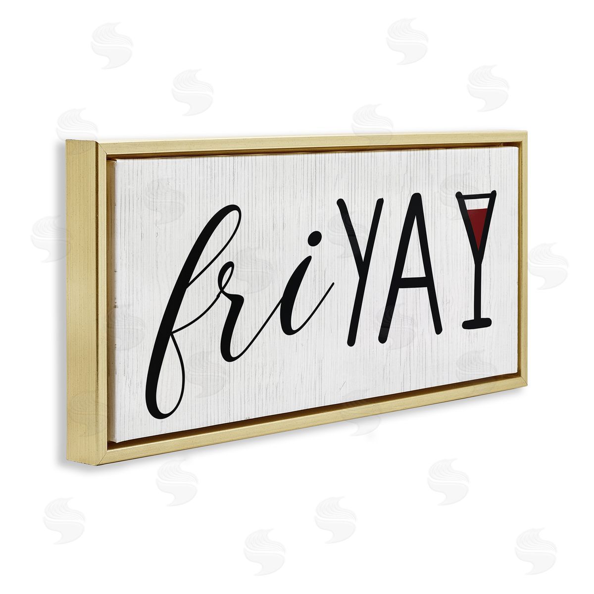 Fri Yay with Martini Glass Gold Floating Frame Canvas Wall Art, Home Decor by Stupell Studio