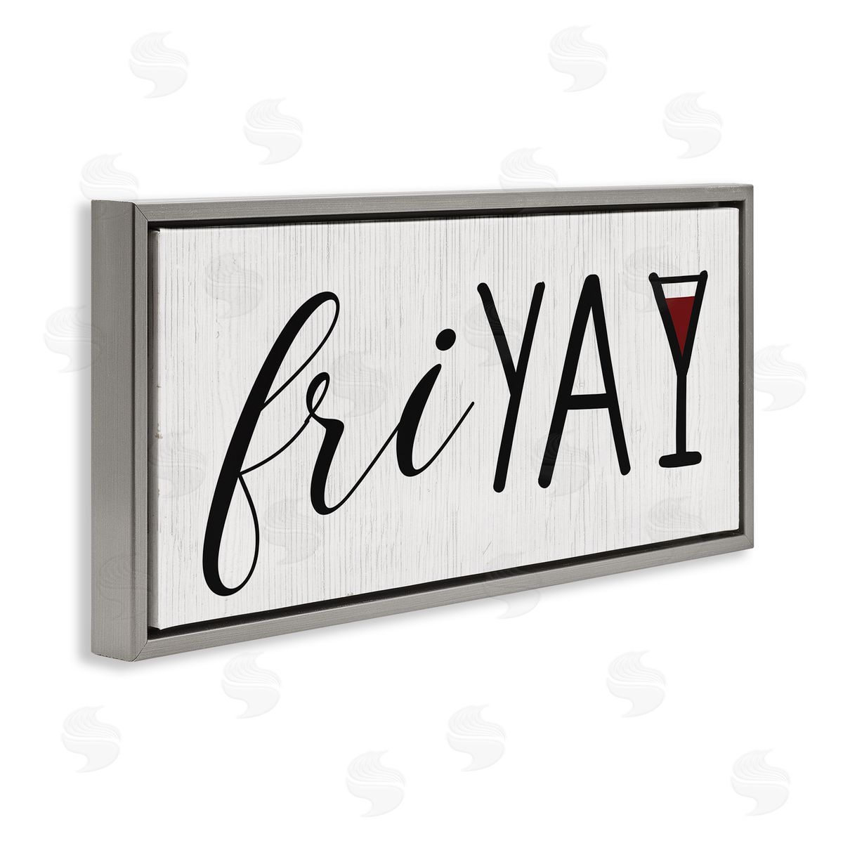 Fri Yay with Martini Glass Grey Floating Frame Canvas Wall Art, Home Decor by Stupell Studio