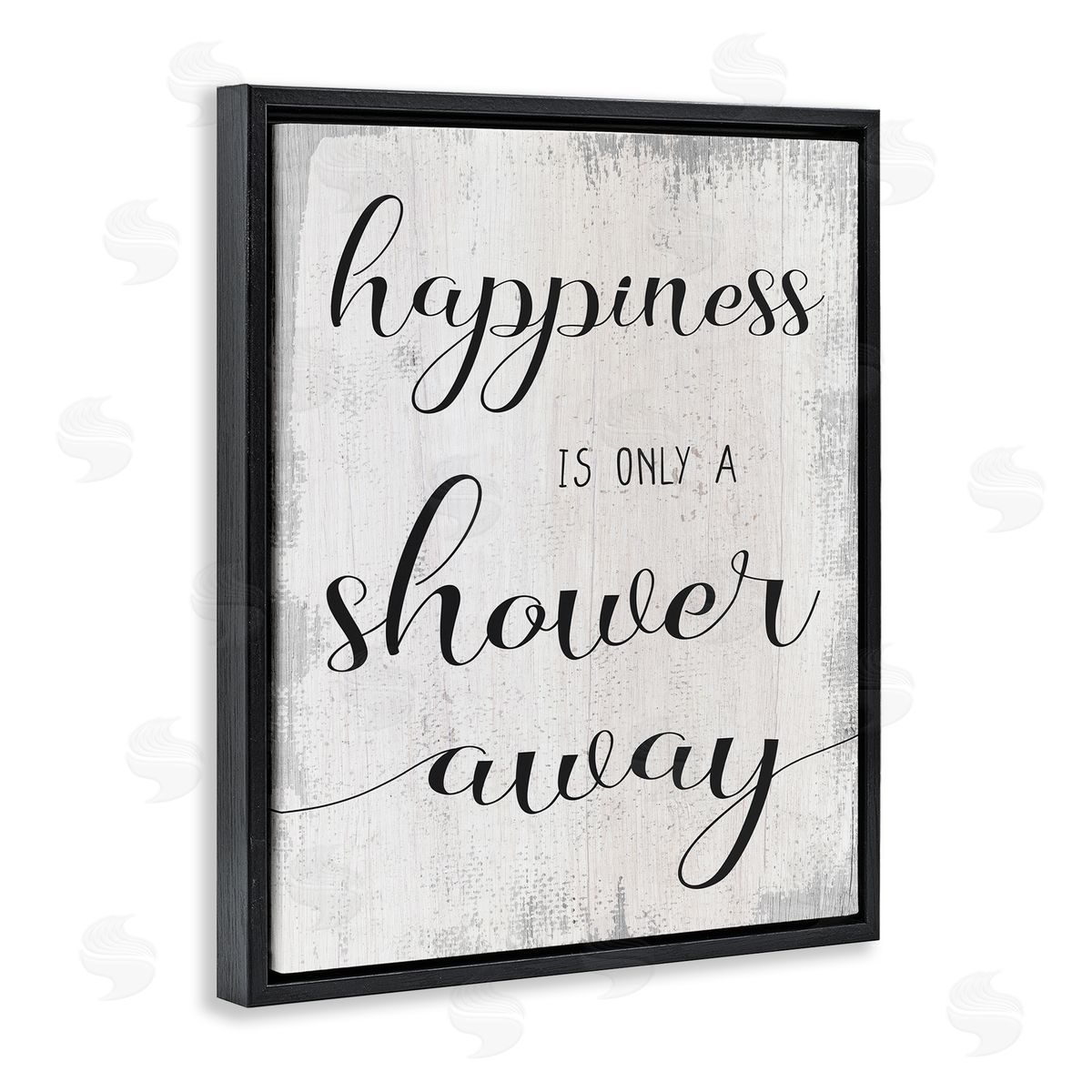 Happiness is a Shower Away Black Floating Frame Canvas Wall Art, Home Decor by Stupell Studio
