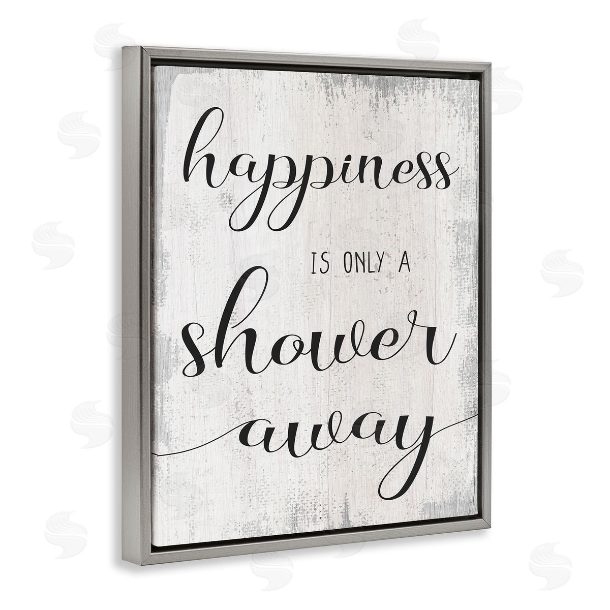 Happiness is a Shower Away Grey Floating Frame Canvas Wall Art, Home Decor by Stupell Studio