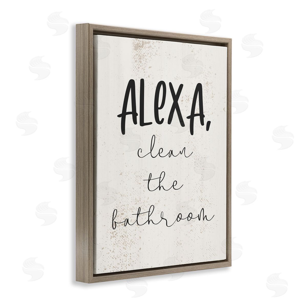Alexa Clean the Bathroom Brown Floating Frame Canvas Wall Art, Home Decor by Stupell Studio