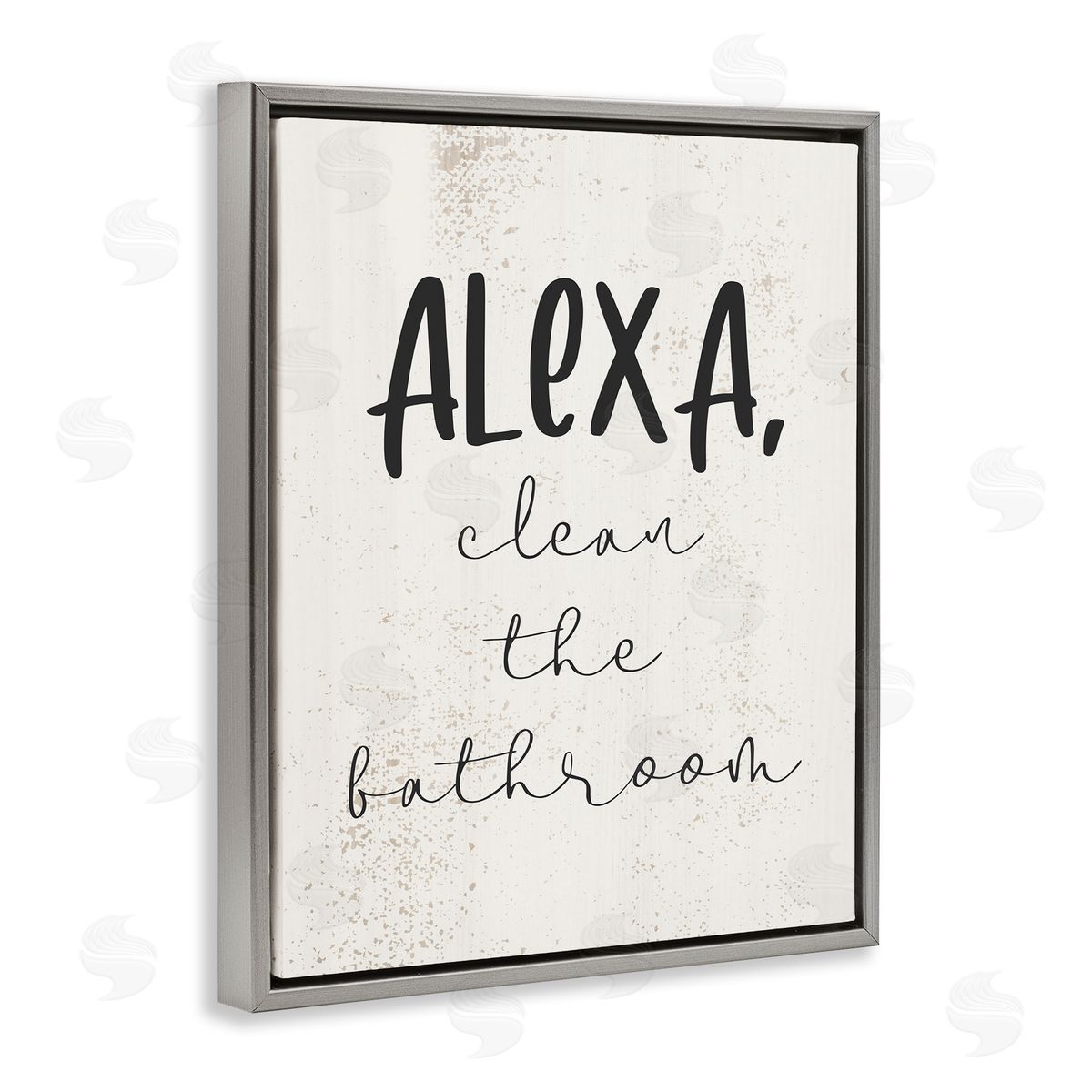 Alexa Clean the Bathroom Grey Floating Frame Canvas Wall Art, Home Decor by Stupell Studio