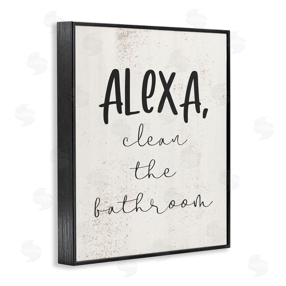 Alexa Clean the Bathroom Black Frame Print Wall Art, Home Decor by Stupell Studio