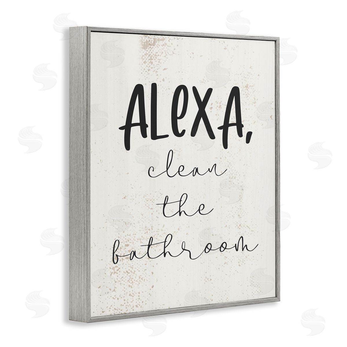Alexa Clean the Bathroom Grey Frame Print Wall Art, Home Decor by Stupell Studio