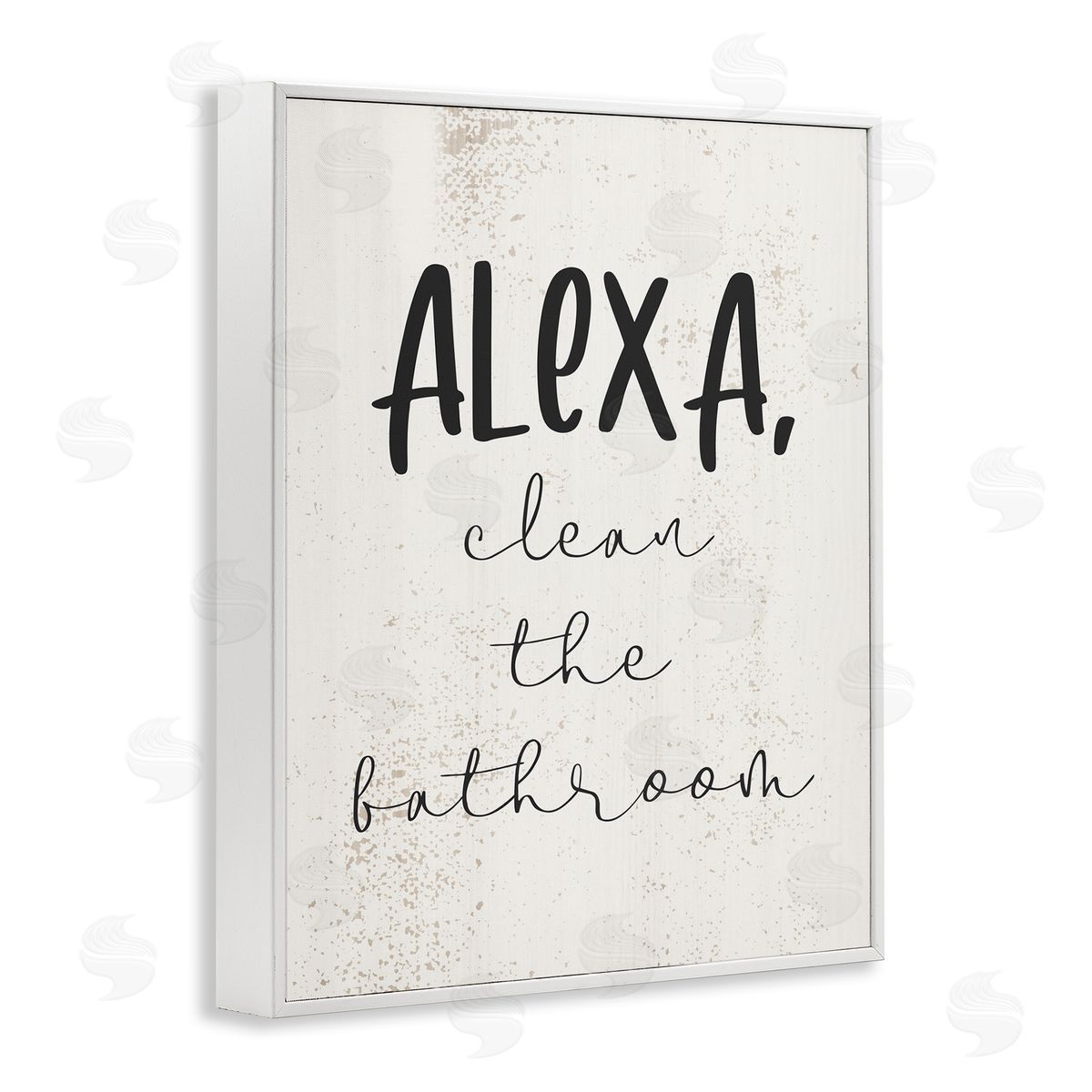 Alexa Clean the Bathroom White Frame Print Wall Art, Home Decor by Stupell Studio