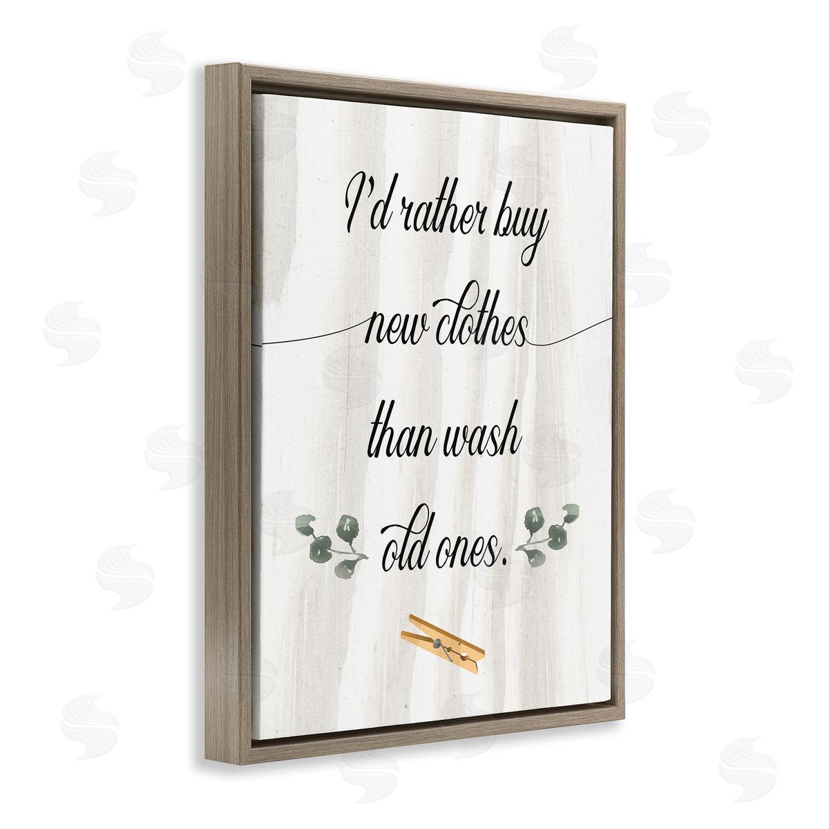 Rather Buy than Wash Clothes Brown Floating Frame Canvas Wall Art, Home Decor by Stupell Studio