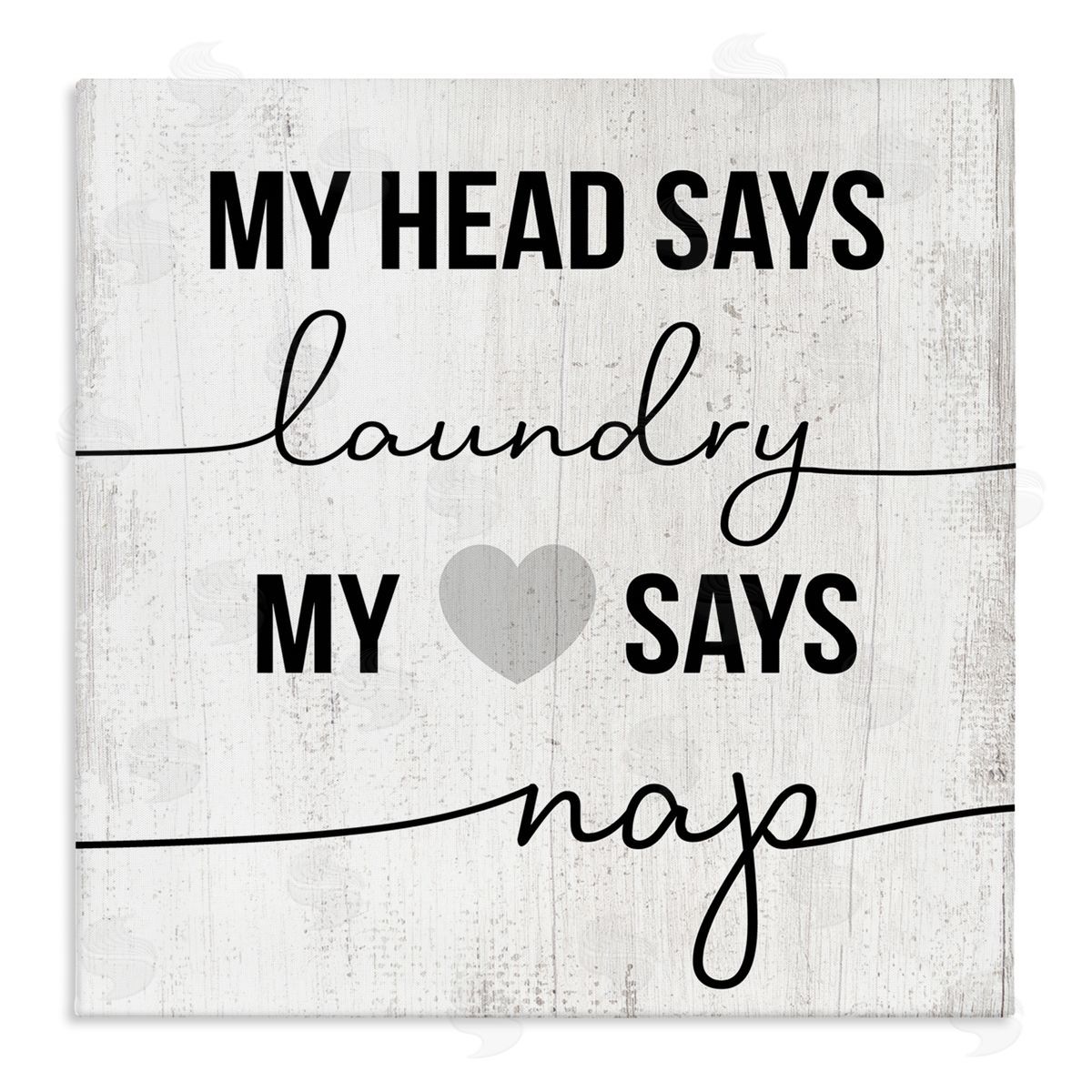 Head Says Laundry, Heart Says Nap Canvas Wall Art, Home Decor by Stupell Studio