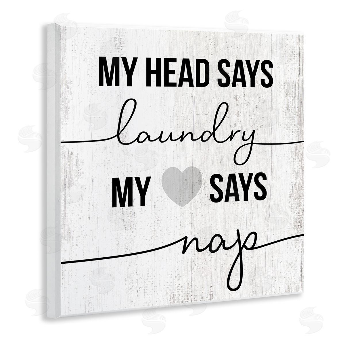 Head Says Laundry, Heart Says Nap Wood Plaque Wall Art, Home Decor by Stupell Studio