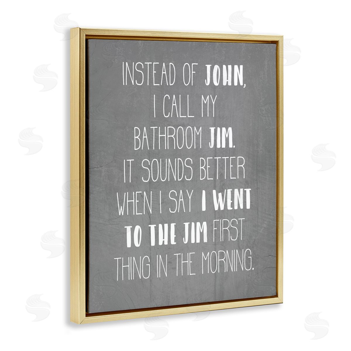 Call the Bathroom Jim Gold Floating Frame Canvas Wall Art, Home Decor by Stupell Studio