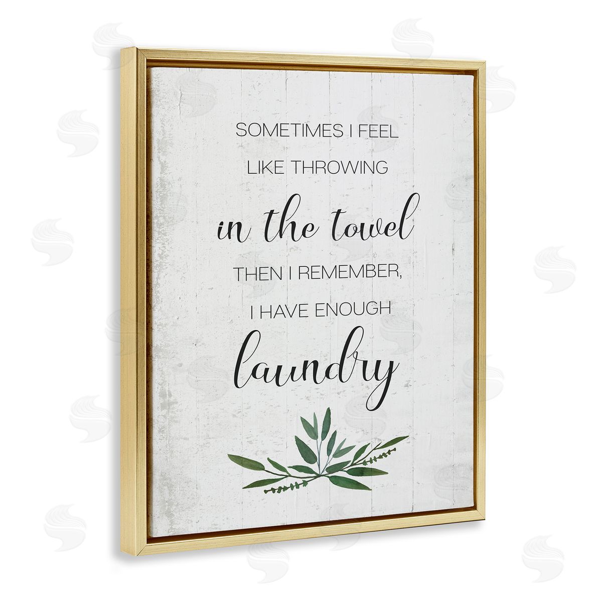 Don't Throw In the Towel Gold Floating Frame Canvas Wall Art, Home Decor by Stupell Studio
