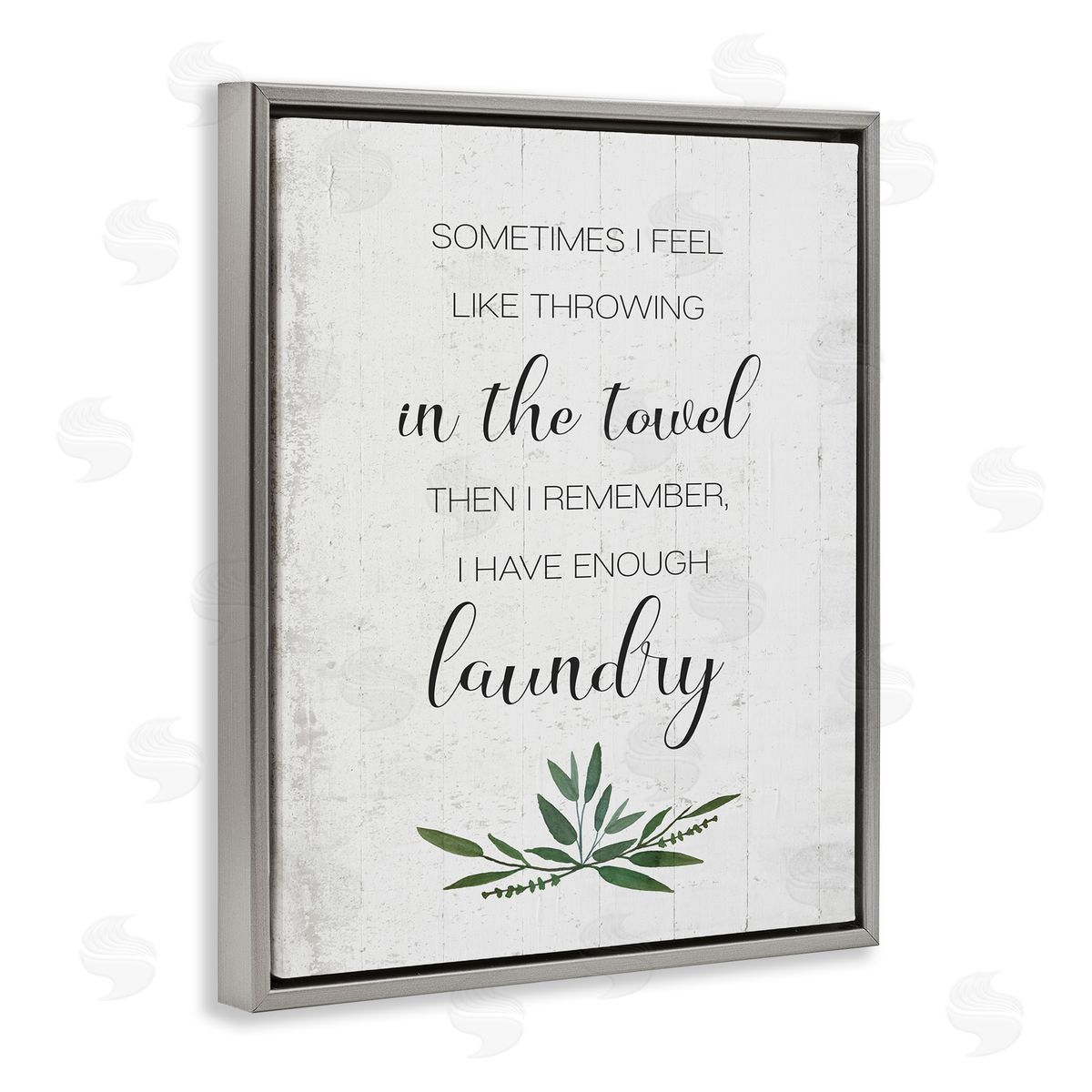 Don't Throw In the Towel Grey Floating Frame Canvas Wall Art, Home Decor by Stupell Studio