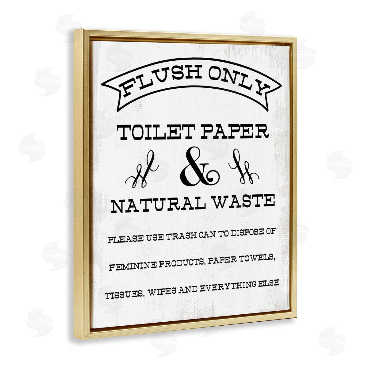 Flush Toilet Paper Only Gold Floating Frame Canvas Wall Art, Home Decor by Stupell Studio