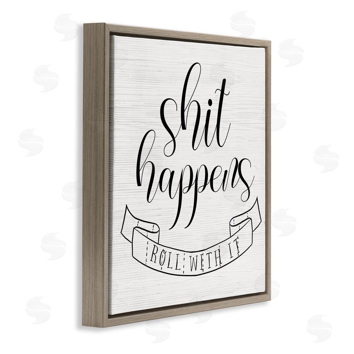 Sh*t Happens Roll With It Brown Floating Frame Canvas Wall Art, Home Decor by Stupell Studio