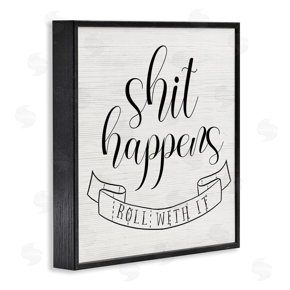 Sh*t Happens Roll With It Black Frame Print Wall Art, Home Decor by Stupell Studio