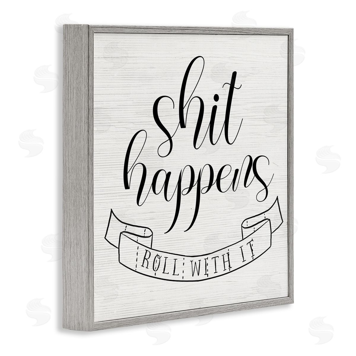 Sh*t Happens Roll With It Grey Frame Print Wall Art, Home Decor by Stupell Studio
